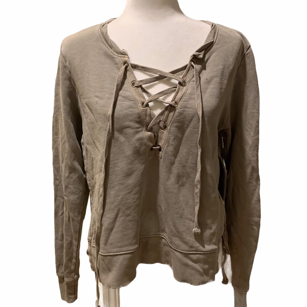 Revolve Pam & Gela Sage Side Split Sweatshirt S - image 4